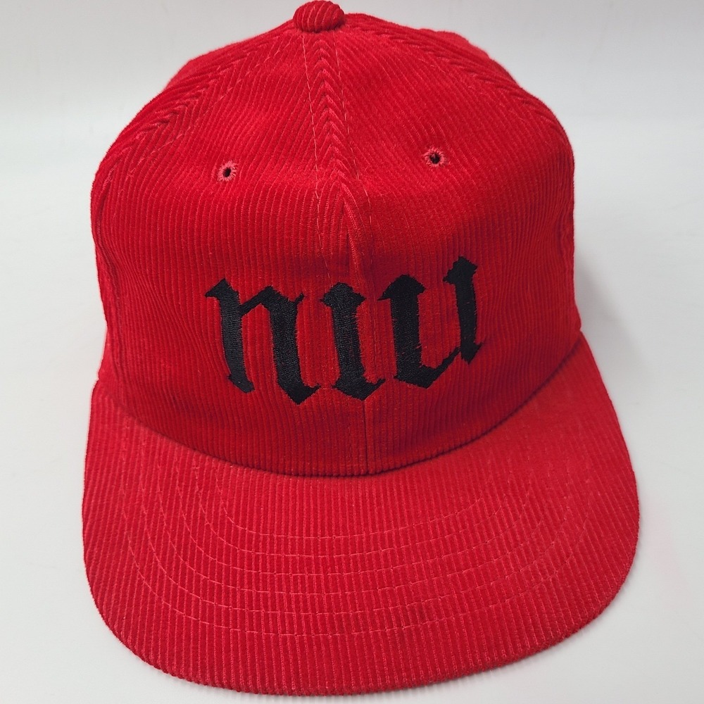 Vintage Northern Illinois Huskies Hat Snapback Yupoong Red NCAA Corduroy NIU Men